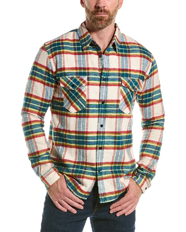 men's embroidered shirts -The Kooples Check Flannel Shirt