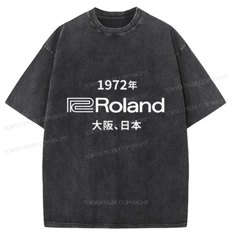 men's high-quality t-shirts -Tokyo-Tiger 1972 Roland Osaka Japan Washed T-Shirt