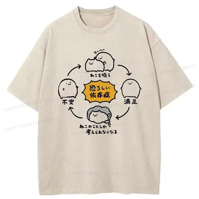 men's basic white t-shirts -Tokyo-Tiger A Terrible Addiction Japan Washed T-Shirt