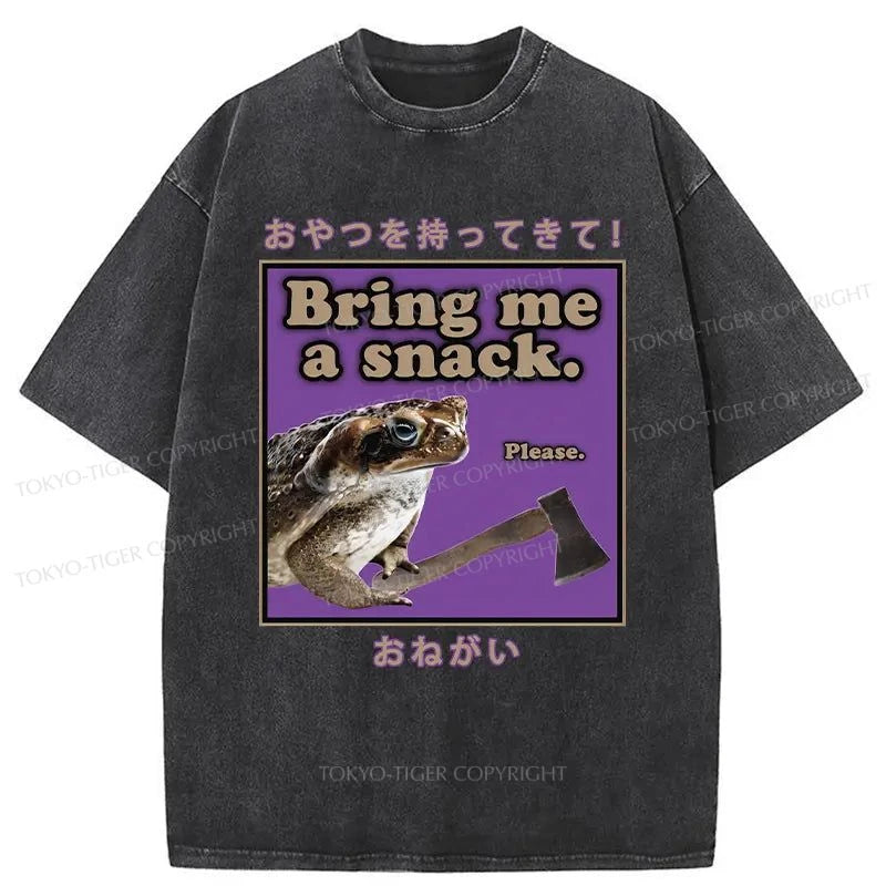 men's soft and breathable t-shirts -Tokyo-Tiger Bring Me A Snack Washed T-Shirt