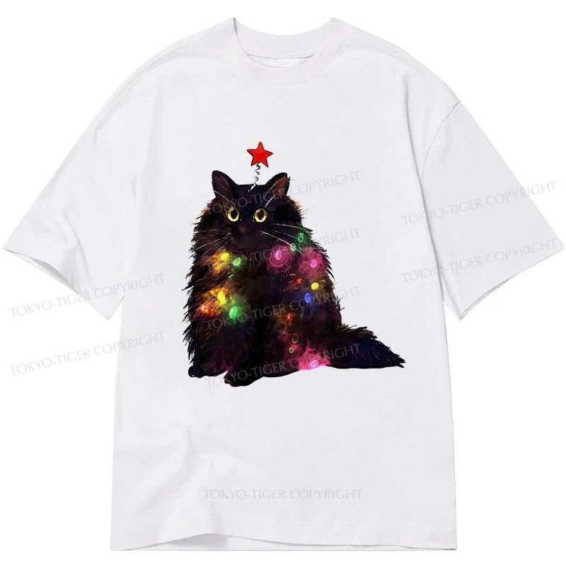 men's sporty t-shirts -Tokyo-Tiger Christmas Lights Cat Classic T-Shirt