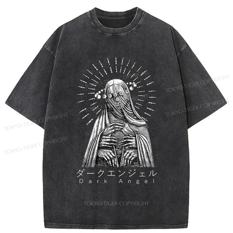 men's soft cotton blend tees -Tokyo-Tiger Holy Angel Japanese Washed T-Shirt