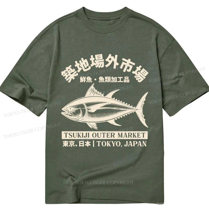 men's soft cotton crewneck t-shirts -Tokyo-Tiger Japan Tsukiji Fish Market Classic T-Shirt