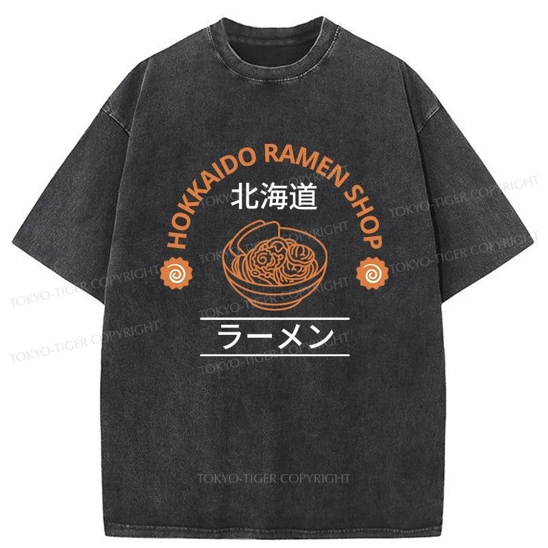 men's high-quality graphic t-shirts -Tokyo-Tiger Japanese Hokkaido Ramen Shop Graphic Washed T-Shirt