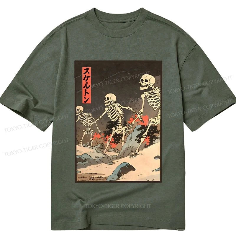 men's eco-friendly printed t-shirts -Tokyo-Tiger Japanese Rising Skeletons Classic T-Shirt