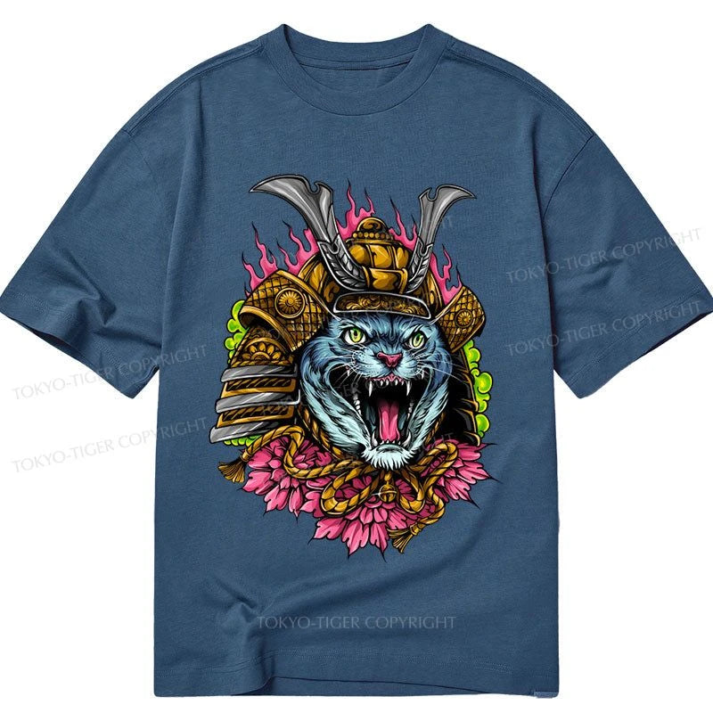 men's relaxed fit graphic t-shirts -Tokyo-Tiger Japanese Samurai Itazura Neko Classic T-Shirt