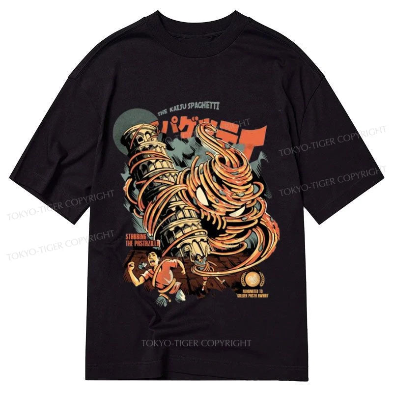 men's light t-shirts for summer -Tokyo-Tiger Japanese The Kaiju Spaghetti Classic T-Shirt