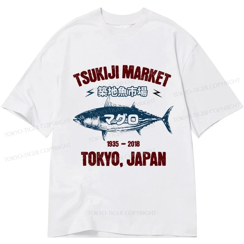 men's fashion-forward t-shirts -Tokyo-Tiger Japanese Tsukiji Fish Market Classic T-Shirt