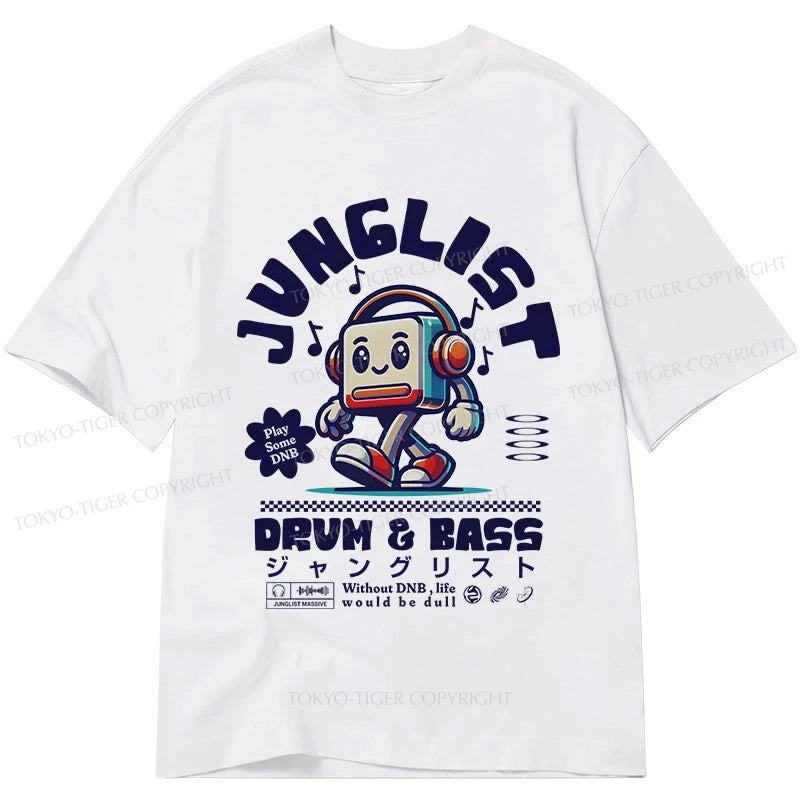 men's casual graphic t-shirts -Tokyo-Tiger Junglist DNB Japan Classic T-Shirt