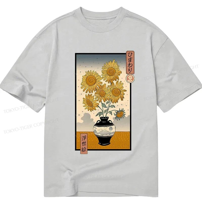 men's funny printed t-shirts -Tokyo-Tiger Sunflowers Ukiyo-e Classic T-Shirt