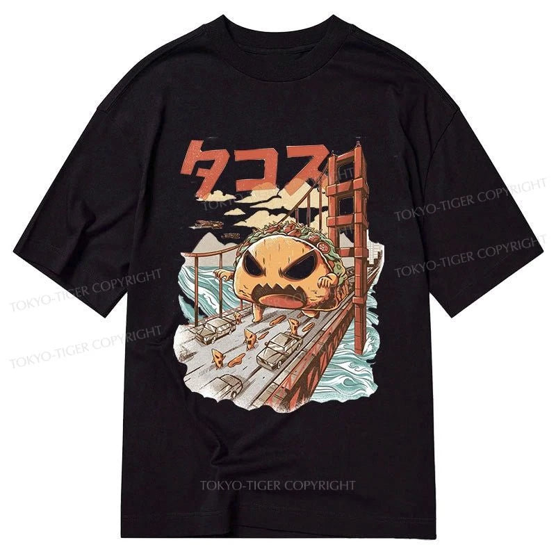 men's eco-friendly printed t-shirts -Tokyo-Tiger The Great Taco Kaiju Japanese Classic T-Shirt