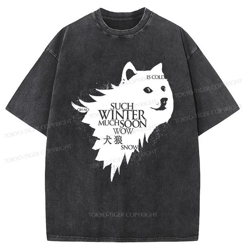 men's casual wear t-shirts -Tokyo-Tiger The King Of Dog Wolf Washed T-Shirt