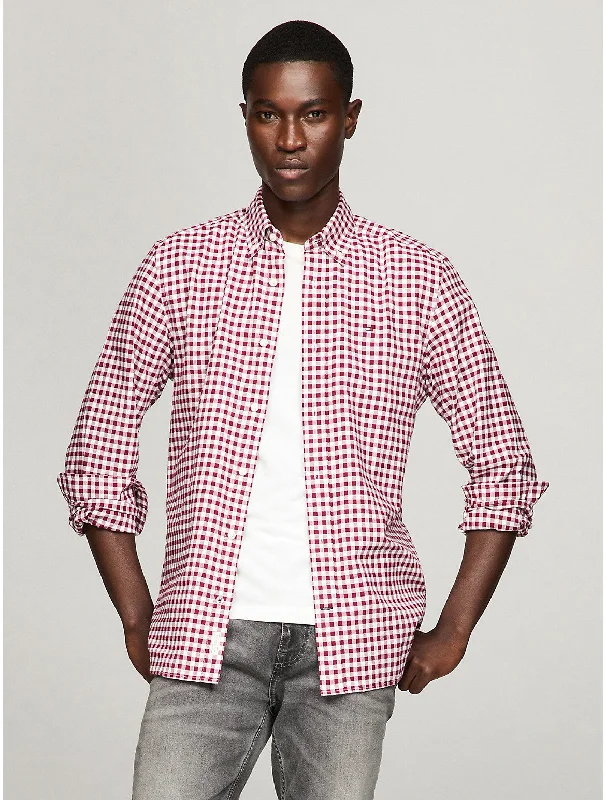 men's comfortable shirts -Tommy Hilfiger Men's Regular Fit Gingham Oxford Shirt