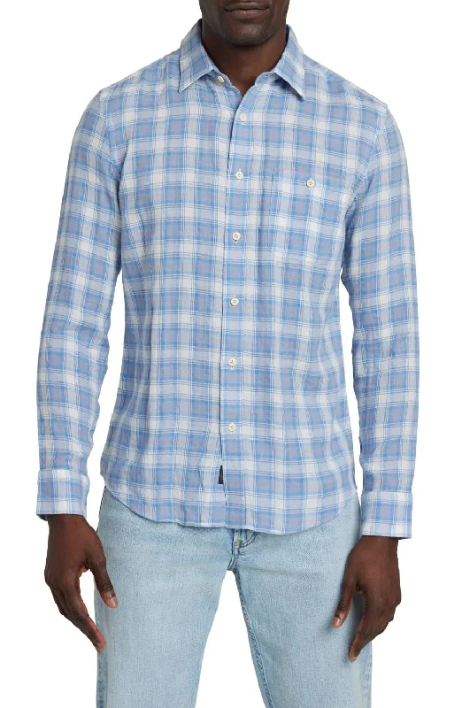 men's formal dress shirts -Tropical Cotton Button-Up Shirt In Bristol Harbor Plaid