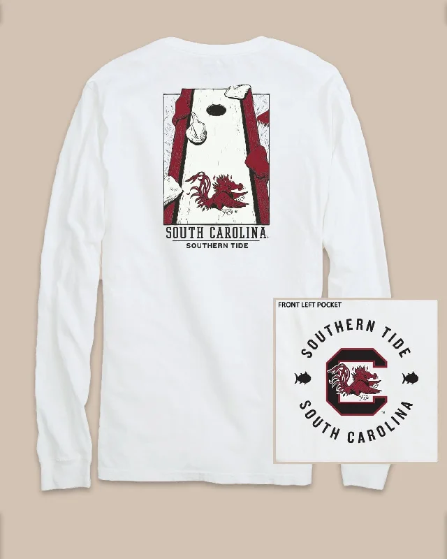 men's cotton blend t-shirts -USC Gamecocks Gameday Cornhole Board T-Shirt