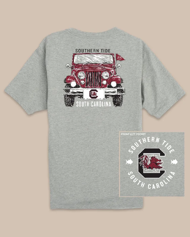 men's graphic print t-shirts -USC Gamecocks Heather Front Plate T-Shirt