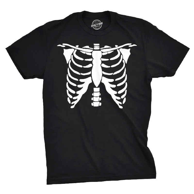 men's designer t-shirts -White Skeleton Rib Cage Men's T Shirt