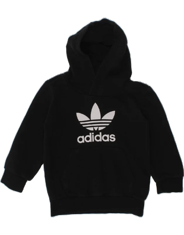 men's cozy hoodies -ADIDAS Baby Boys Graphic Hoodie Jumper 18-24 Months Black Cotton