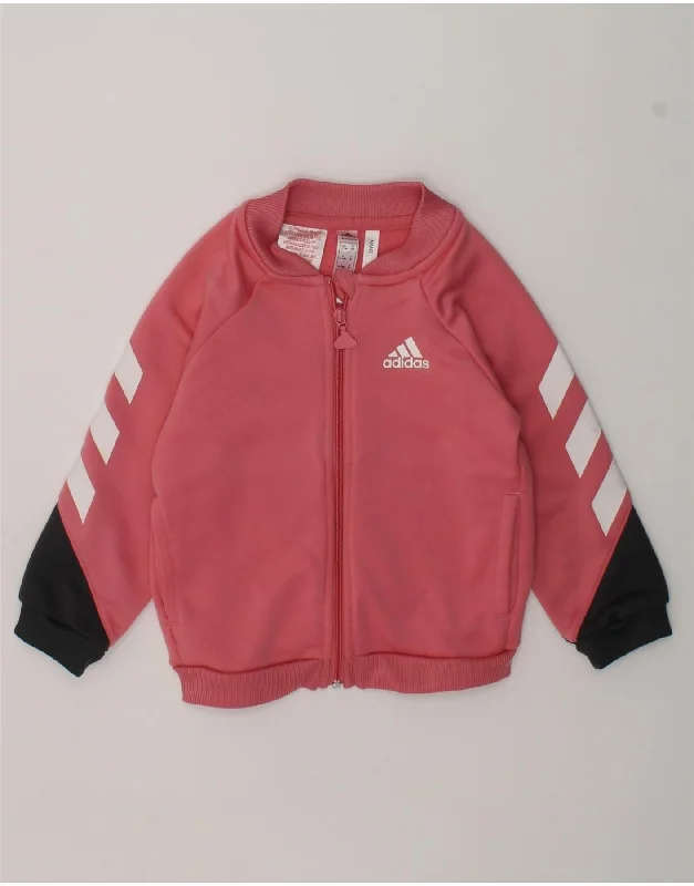 men's casual blazers -ADIDAS Baby Boys Tracksuit Top Jacket 12-18 Months Pink Polyester