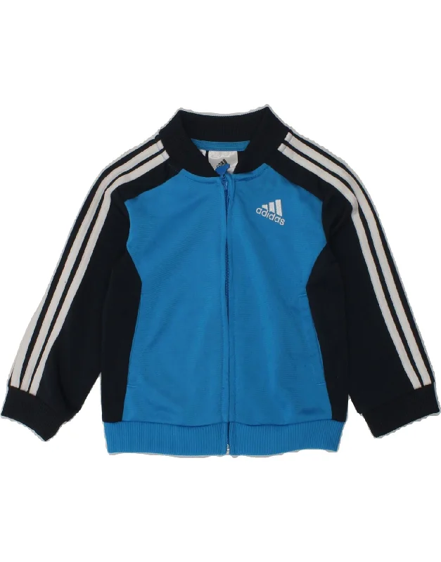 men's trench jackets for winter -ADIDAS Baby Boys Tracksuit Top Jacket 6-9 Months Blue Colourblock