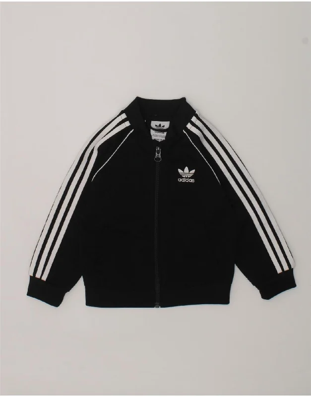 men's down jackets -ADIDAS Baby Boys Tracksuit Top Jacket 9-12 Months Black Polyester