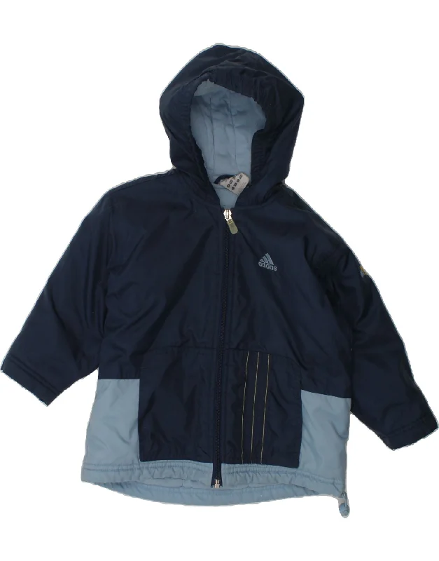 men's warm jackets for fall -ADIDAS Baby Girls Hooded Windbreaker Jacket 18-24 Months Navy Blue