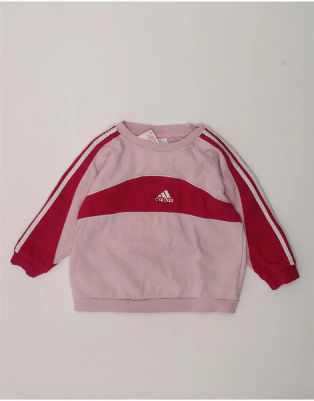 men's graphic sweatshirts with hoods -ADIDAS Baby Girls Sweatshirt Jumper 18-24 Months Pink Cotton