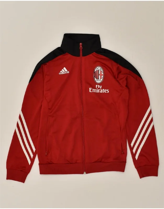 men's padded jackets -ADIDAS Boys AC Milan Graphic Tracksuit Top Jacket 11-12 Years Large Red