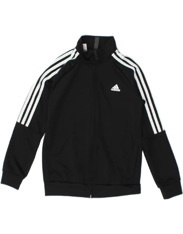 men's parka jackets with fur -ADIDAS Boys Aeroready Tracksuit Top Jacket 9-10 Years Black Polyester