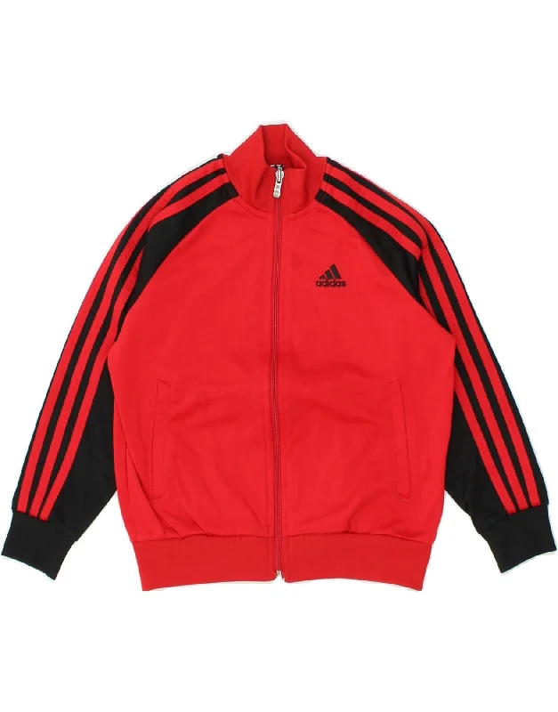 men's athletic jackets -ADIDAS Boys Clima 365 Tracksuit Top Jacket 5-6 Years Red Colourblock