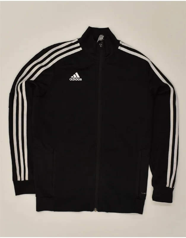 men's parka jackets for cold weather -ADIDAS Boys Climalite Tracksuit Top Jacket 11-12 Years Black Polyester