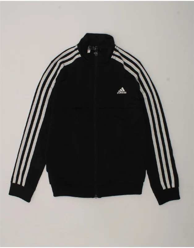 men's lightweight windbreakers -ADIDAS Boys Climalite Tracksuit Top Jacket 9-10 Years Black Polyester