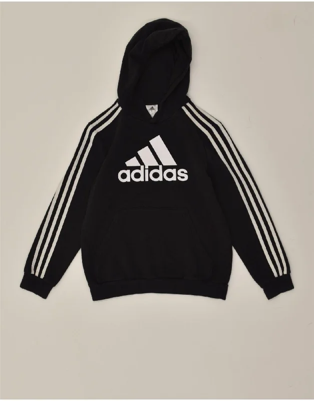 men's stylish fleece hoodies -ADIDAS Boys Graphic Hoodie Jumper 11-12 Years  Black Cotton