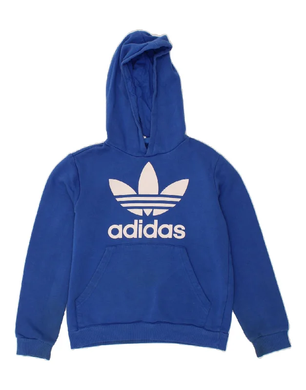 men's athletic hoodies -ADIDAS Boys Graphic Hoodie Jumper 11-12 Years Blue Cotton