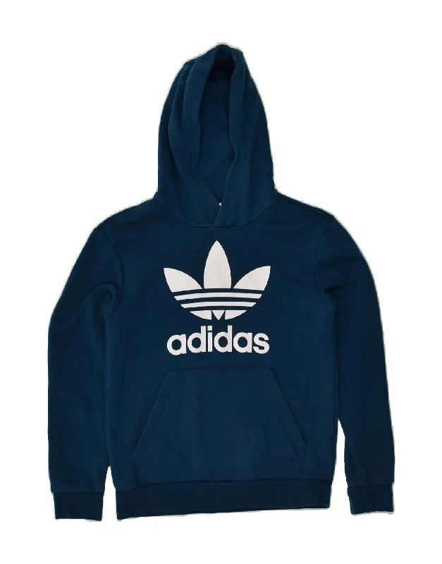 men's workout hoodies -ADIDAS Boys Graphic Hoodie Jumper 11-12 Years Medium  Navy Blue Cotton