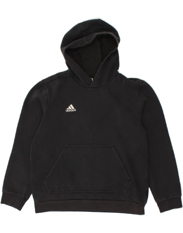 men's soft cotton hoodies -ADIDAS Boys Graphic Hoodie Jumper 13-14 Years Black Cotton