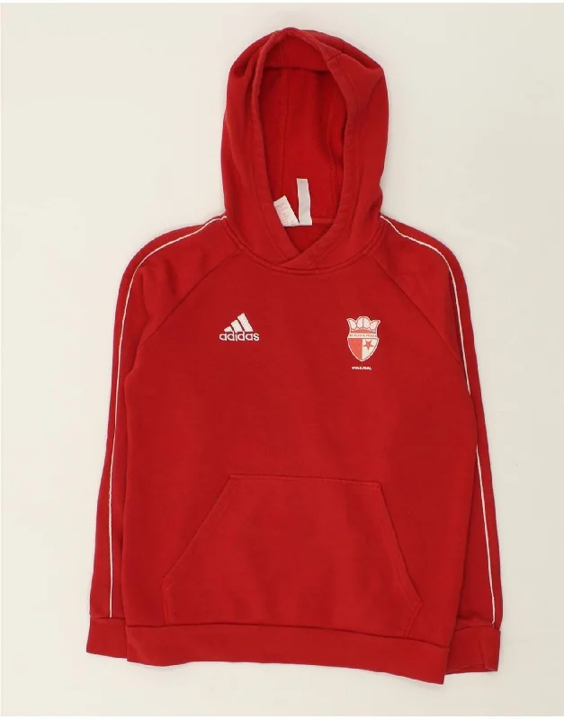 men's hoodie for layering in cold -ADIDAS Boys Graphic Hoodie Jumper 13-14 Years Large  Red Cotton