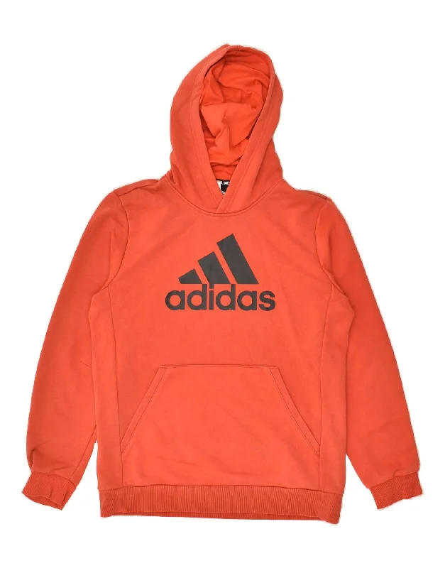 men's hoodie for sports activities -ADIDAS Boys Graphic Hoodie Jumper 13-14 Years Red Cotton