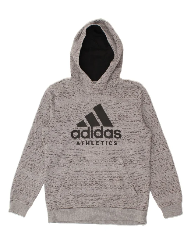 men's oversized hoodies -ADIDAS Boys Graphic Hoodie Jumper 14-15 Years Grey