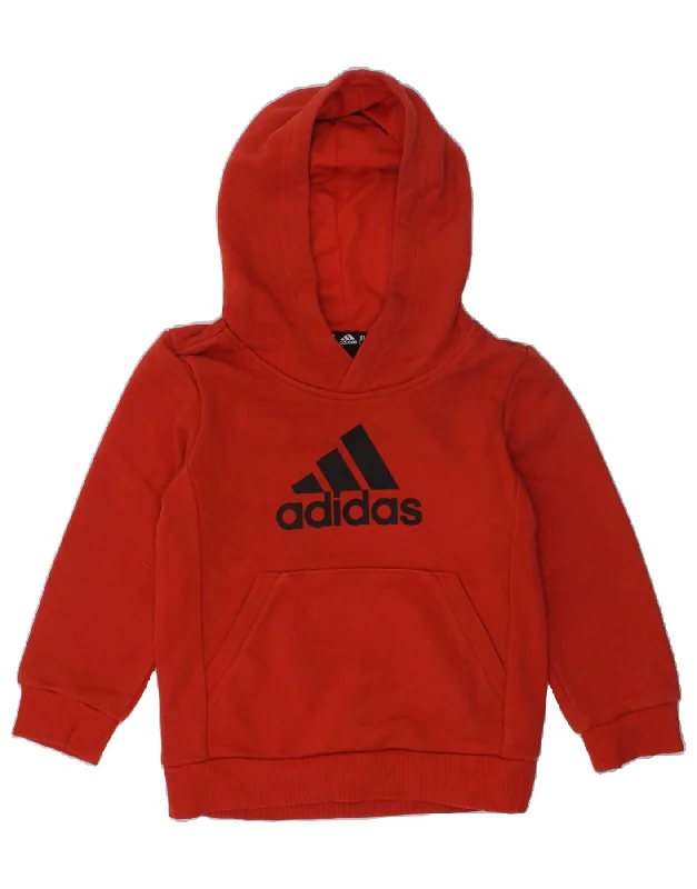 men's zip-up hoodies -ADIDAS Boys Graphic Hoodie Jumper 4-5 Years Red Cotton