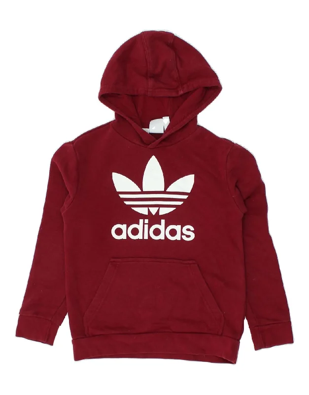 men's hoodie for school wear -ADIDAS Boys Graphic Hoodie Jumper 9-10 Years Red Cotton