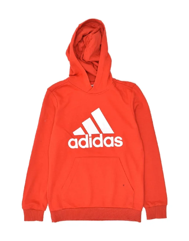 men's colorful hoodies -ADIDAS Boys Graphic Hoodie Jumper 9-10 Years Red Cotton