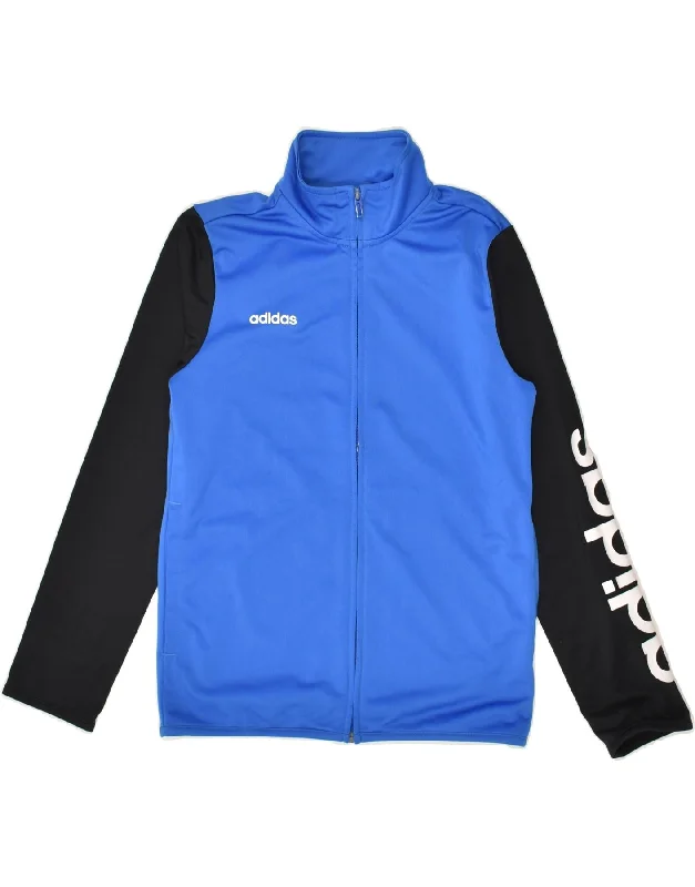 men's insulated winter jackets -ADIDAS Boys Graphic Tracksuit Top Jacket 11-12 Years Blue Colourblock