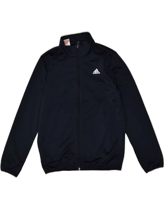 men's classic jackets -ADIDAS Boys Graphic Tracksuit Top Jacket 11-12 Years Navy Blue Polyester