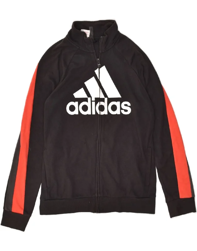 men's stylish jackets for winter -ADIDAS Boys Graphic Tracksuit Top Jacket 13-14 Years Black Cotton