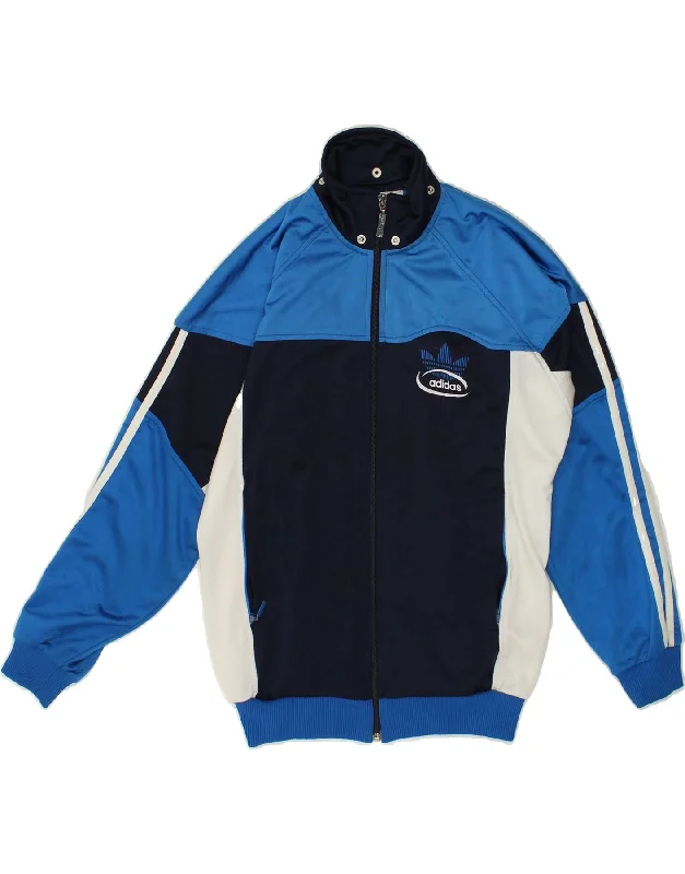 men's comfortable fleece jackets -ADIDAS Boys Graphic Tracksuit Top Jacket 13-14 Years  Blue Polyester