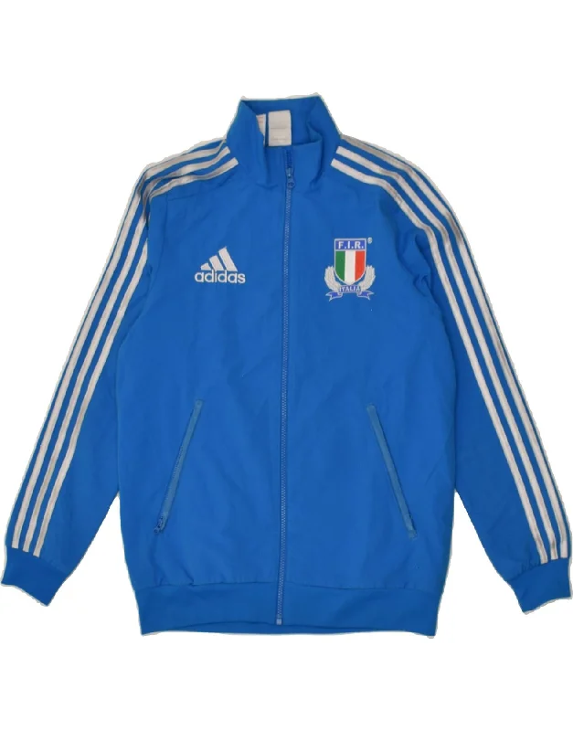 men's classic leather jackets -ADIDAS Boys Graphic Tracksuit Top Jacket 13-14 Years Blue Polyester