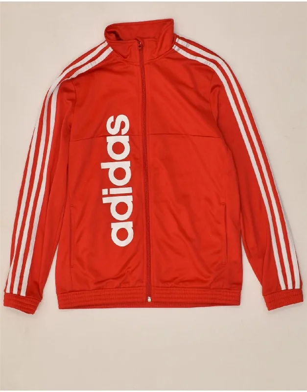 men's vintage jackets -ADIDAS Boys Graphic Tracksuit Top Jacket 13-14 Years Red Polyester