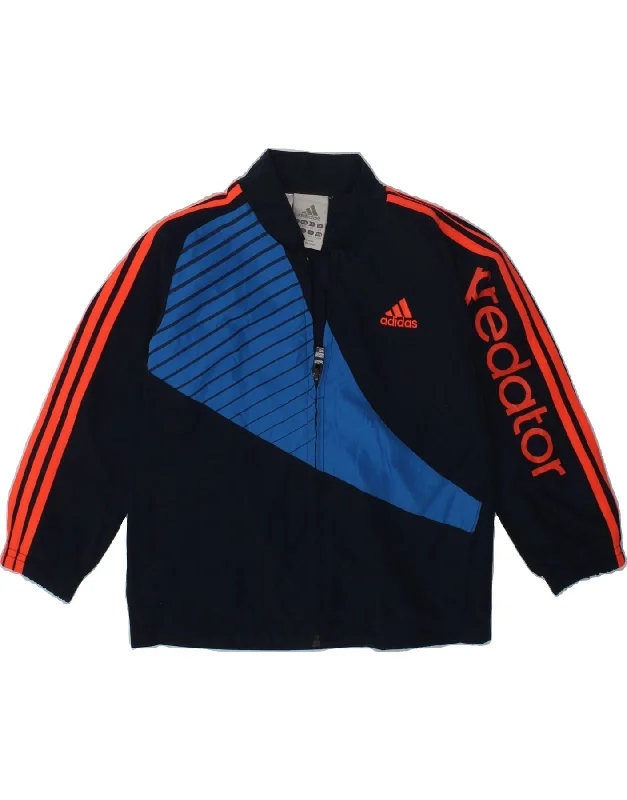 men's lightweight outdoor jackets -ADIDAS Boys Graphic Tracksuit Top Jacket 2-3 Years Navy Blue Polyester