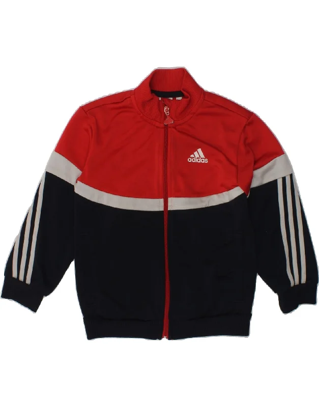 men's tailored outdoor jackets -ADIDAS Boys Graphic Tracksuit Top Jacket 2-3 Years Red Colourblock